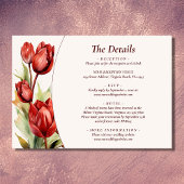 Waterverf rode tulp lente bloemenbruiloft details informatiekaartje