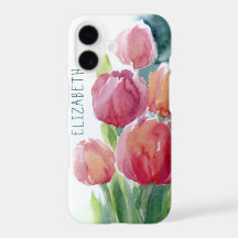 Waterverf rode tulpen