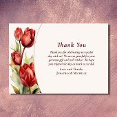 Waterverf rode tulpen lente bloemenbruiloft bedankkaart