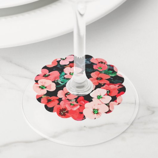 Waterverf rode ventilator wijnglaslabel (Dichtbij)