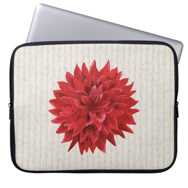 Waterverf rode ventilatorbeige strepen Achtergrond Laptop Sleeve (Voorkant)