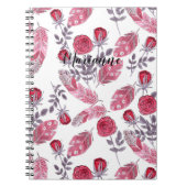 Waterverf rode veren bloemen wit, beide notitieboek (Voorkant)