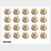Waterverf rode vos ronde sticker (Vel)