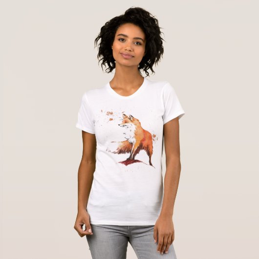 Waterverf rode vos t-shirt (Voorkant volledig)