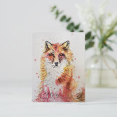 Waterverf rode vossen Schildkunst schattig Briefkaart (Staand voorkant)