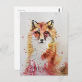 Waterverf rode vossen Schildkunst schattig Briefkaart (Voorkant / Achterkant)