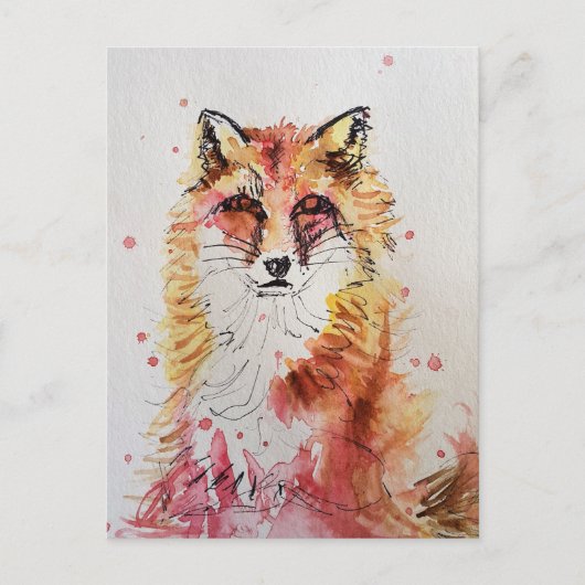 Waterverf rode vossen Schildkunst schattig Briefkaart (Voorkant)