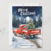 Waterverf Rode Vrachtwagen Kerst Kaarten (Voorkant)