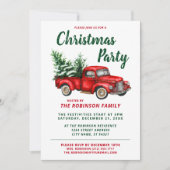 Waterverf  Rode Vrachtwagen Kerstfeest Kaart (Voorkant)