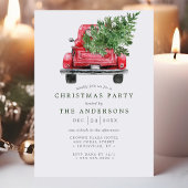 Waterverf  Rode Vrachtwagen Kerstfeest Kaart