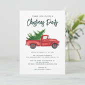 Waterverf Rode Vrachtwagen Kerstfeest Kaart (Staand voorkant)