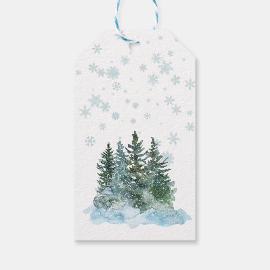 Waterverf  rode vrachtwagen met kerstboom cadeaulabel (Achterkant)