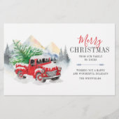 Waterverf rode vrachtwagen Plaid kerstvakantie Briefpapier (Voorkant)