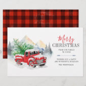 Waterverf rode vrachtwagen Plaid kerstvakantie Briefpapier (Voorkant / Achterkant)