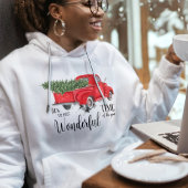 Waterverf  Rode Vrachtwagen Schattigee Kerstboom Hoodie