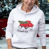 Waterverf  Rode Vrachtwagen Schattigee Kerstboom Hoodie