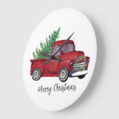 Waterverf rode vrachtwagen voor kerstmis grote klok (Hoek)