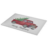 Waterverf rode vrachtwagen voor kerstmis snijplank (Hoek)