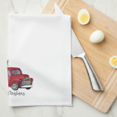 Waterverf rode vrachtwagen voor kerstmis theedoek (Quarter Fold)