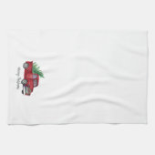 Waterverf rode vrachtwagen voor kerstmis theedoek (Horizontaal)