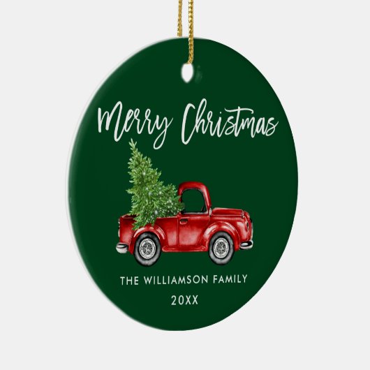 Waterverf  rode vrachtwagen voor penseel Script Keramisch Ornament (Rechts)