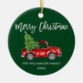 Waterverf  rode vrachtwagen voor penseel Script Keramisch Ornament (Voorkant)