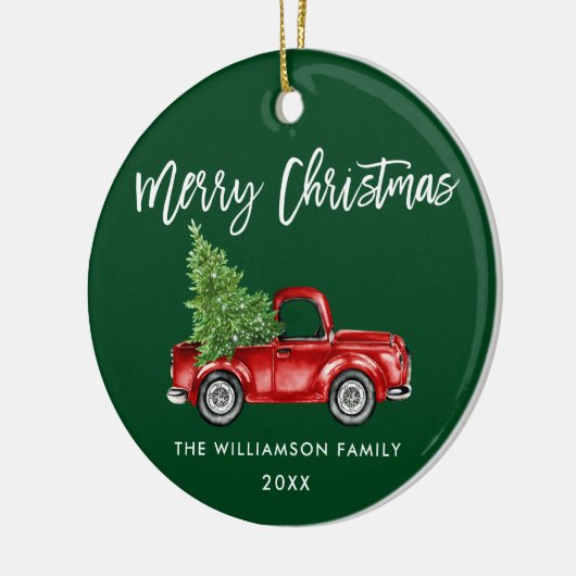 Waterverf  rode vrachtwagen voor penseel Script Keramisch Ornament (Links)