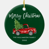 Waterverf  rode vrachtwagen voor penseel Script Keramisch Ornament (Achterkant)