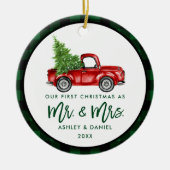 Waterverf  rode vrachtwagen voor penseel Script Keramisch Ornament (Voorkant)