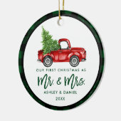 Waterverf  rode vrachtwagen voor penseel Script Keramisch Ornament (Links)