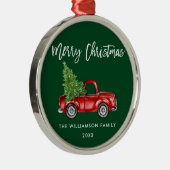 Waterverf  rode vrachtwagen voor penseel Script Metalen Ornament (Rechts)