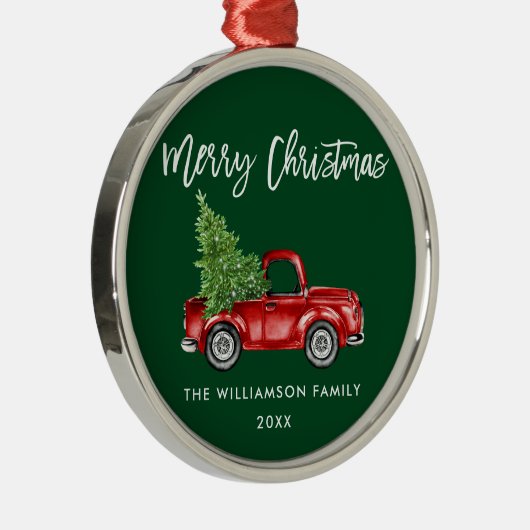 Waterverf  rode vrachtwagen voor penseel Script Metalen Ornament (Rechts)