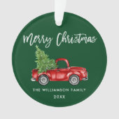 Waterverf  rode vrachtwagen voor penseel Script Ornament (voorkant)