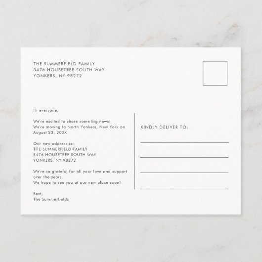 Waterverf rode vrachtwagen We zijn verhuisd Aankondigingskaart (Achterkant)