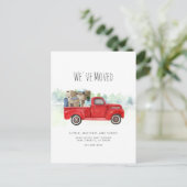 Waterverf rode vrachtwagen We zijn verhuisd Aankondigingskaart (Staand voorkant)
