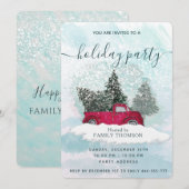 Waterverf rode vrachtwagen winterfeest kaart (Voorkant / Achterkant)