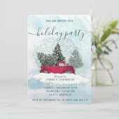 Waterverf rode vrachtwagen winterfeest kaart (Staand voorkant)