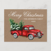 Waterverf Rode Vragenwagen Kerst Briefkaart (Voorkant)