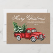 Waterverf Rode Vragenwagen voor kerstavond Feestdagenkaart (Voorkant)