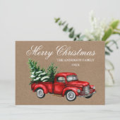 Waterverf Rode Vragenwagen voor kerstavond Feestdagenkaart (Staand voorkant)
