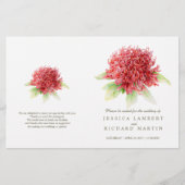 Waterverf rode waratah trouwprogramma (Voorkant)