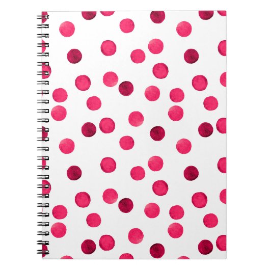 Waterverf rode waterverf polka dot patroon notitieboek (Voorkant)
