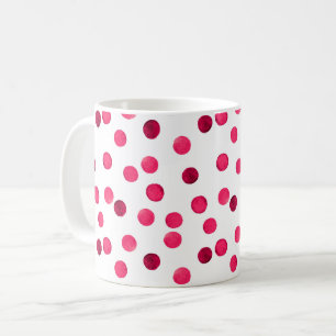 Waterverf  rode waterverf polkadotpatroon koffiemok