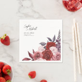 Waterverf Rode Wijn Bloem Bruiloft Persoonlijk Servet (Insitu)