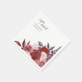 Waterverf Rode Wijn Bloem Bruiloft Persoonlijk Servet (Hoek)