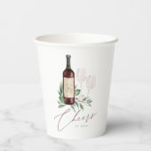 Waterverf Rode Wijn Botanisch Proost op de Liefde Papieren Bekers (Achterkant)