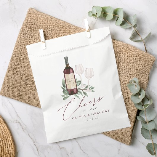 Waterverf Rode wijn Botanische kaas tot liefde Bedankzakje