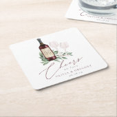 Waterverf Rode wijn Botanische kaas tot liefde Kartonnen Onderzetters (Schuin)