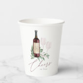 Waterverf Rode wijn Botanische kaas tot liefde Papieren Bekers (Voorkant)