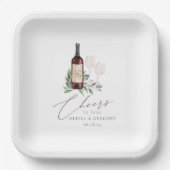 Waterverf Rode wijn Botanische kaas tot liefde Papieren Bordje (Voorkant)